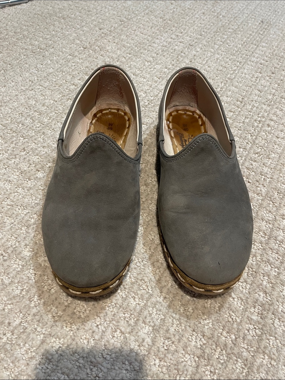 Sabah Taupe Suede Slip-On Flats - Picture 2 of 13